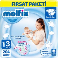 Molfix Bebek Bezi 3 Beden Fırsat Paketi 68X3 204 Adet