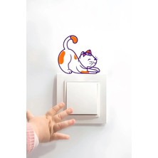 Kt Grup Sevimli Kedi Dekoratif Çocuk Genç Odası Priz Süsleme Sticker