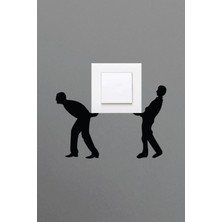 Kt Grup Priz Taşıyan Adamlar Dekoratif Priz Kaplama Sticker Siyah