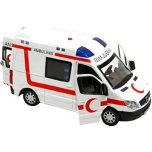 Dzc Kuzenler Avm Diecast Metal 112 Ambulans Mercedes Sprinter Çek Bırak Işıklı Siren Sesli 14 cm Kapıları Açılır