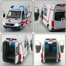 Dzc Kuzenler Avm Diecast Metal 112 Ambulans Mercedes Sprinter Çek Bırak Işıklı Siren Sesli 14 cm Kapıları Açılır