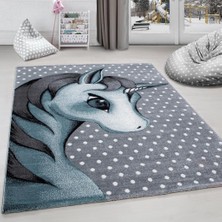 Red Halı Çocuk Halısı Sevimli Peri Atı Desenli Gri Mavi Renklerde