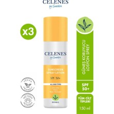 Celenes Güneş Koruyucu Losyon Sprey Spf+50 150 ml X3