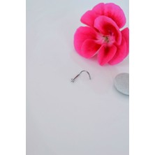 Sacce Scarves&Accessories 316 L Çelik 1.5 mm Tektaş Hızma Arkası Kıvrımlı Düşmeyen Burun Piercingi