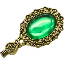 Profisher Kraliyet Yeşil Taşlı Döküm Metal Mum Mühürü Sapı Antik Gold