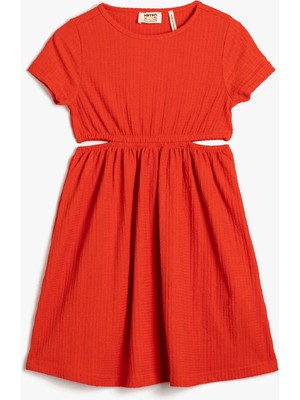Koton Düz Kırmızı Kız Çocuk Diz Altı Elbise 3SKG80081AK