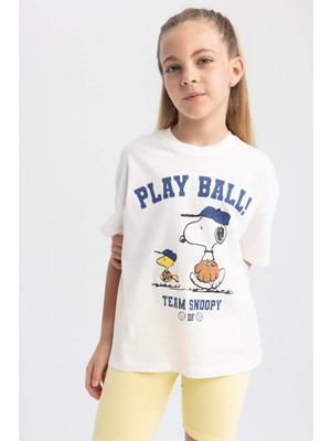 DeFacto Kız Çocuk Snoopy Relax Fit Kısa Kollu Tişört A5237A823HS