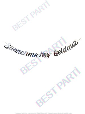 Best Parti Sünnetime Hoş Geldiniz Yazılı Gümüş Baskılı Kaligrafi Banner