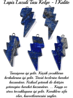 Tesbih Atölyesi Sertifikalı Şimşek Model Lapis Lazuli Taşı Kolye - Aaa+ Kalite