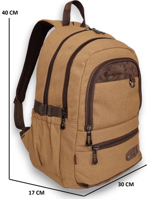 Konfores 1672 Unisex Anatomik Sırtlı Laptop Bölmeli Seyehat Spor ve Okul Çantası - NKT01672-HARDAL-TEK Ebat