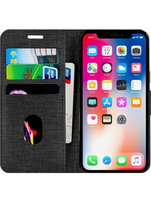 Buway Apple Iphone Xr Kartvizitli Cüzdan Kılıf Siyah