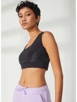 Grab Siyah Kadın O Yaka Kısa Sporcu Sütyeni GW-T23S050 Poly Bralette