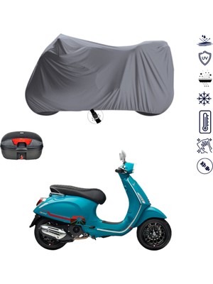 Teksin Vespa Sprint 150 Çantalı Motosiklet Branda Su Geçirmez Topcase Uyumlu Motor Branda