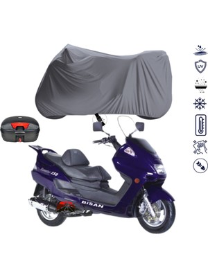 Teksin Bisan Senator 150 Çantalı Motosiklet Branda Su Geçirmez Topcase Uyumlu Motor Branda