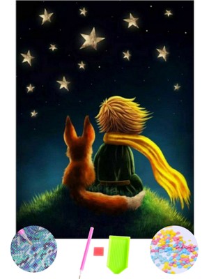 Hondep 5d Elmas Boyama Mozaik Tablo Çerçeveli 40X50 cm Küçük Prens Puzzle Tuval Seti