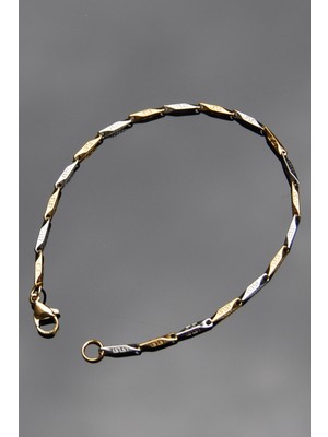 Rua Jewelry Küp Üçgen Model Zincir Paslanmaz Çelik Bileklik Gümüş&altın Renk