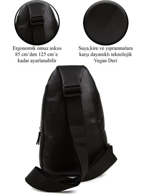 Gölge Unisex Suni Deri Çapraz Omuz Çantası Body Bag Freebag Siyah