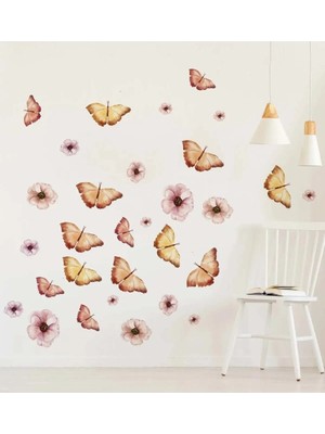 Kt Grup Sulu Boya Çiçekler ve Kelebekler