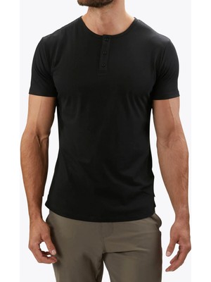 Qmari Bisiklet Yaka Kısa Kollu Tşört Düğmeli Patlı Yarım Balıkçı Regular Fit Tshirt Full Lıkra TBK0001