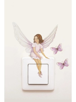 Kt Grup Priz- Oturan Kelebekli Peri Çocuk Odası Stickerı