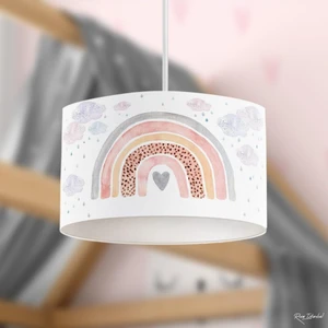 Genç Çocuk Odası Kalpli Gökkuşağı ve Bulutlar Çocuk Sarkıt Avize