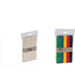 Lider & Nevada Natural ve Renkli Dil Çubuğu Geniş Ahşap Abeslang 50'li 1 Er Paket
