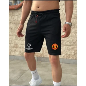 Yeni Sezon Champions League Baskılı Takım Logolu Yazlık Siyah Şort