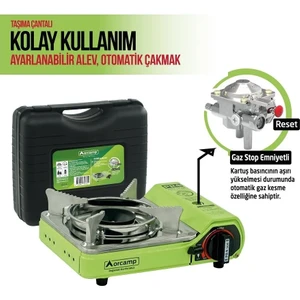 Orcamp Tekli Çantalı Mini Portatif Ocak Yeşil CK-506