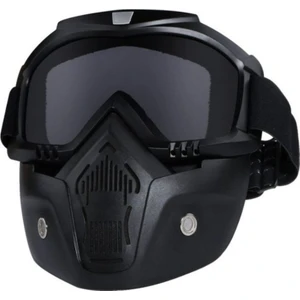 Cross Motosiklet Bisiklet Gözlüğü Açık Kask Maskesi Süngerli Bant Lastikli Jet Maske Siyah Camlı