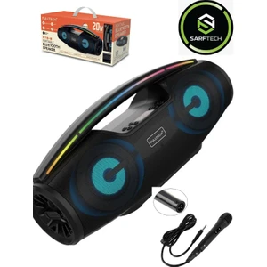 Fts-8 Rgb Taşınabilir Extra Bass Yüksek Ses Mikrofonlu Bluetooth Hoparlör Parti Hoparlörü