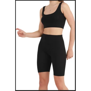 Miss Maral Kadın Siyah Yüksek Bel Toparlayıcı Kısa Spor Tayt Biker Şort  Basics Casual & Comfort 1070