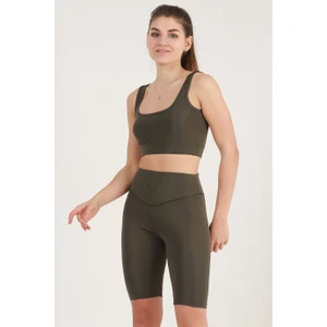 Miss Maral Kadın   Haki Renk Yüksek Bel Toparlayıcı Kısa Spor Tayt Biker Şort  Basics Casual & Comfort 1070