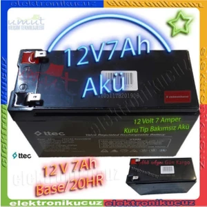 12 Volt 7A Akü 12 Volt 7 Amper Kuru Akü 12V 7AH Akülü Araba Uyumlu 12V 7AH - 12 Volt 7 Amper
