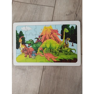 Dinozorlar Puzzle Ahşap Renkli Puzzle 24 Parça