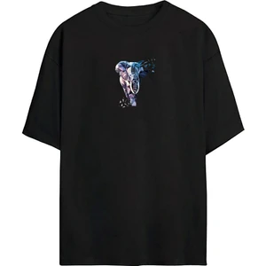 The Wert Unisex Fil Baskılı Siyah Oversize Tshirt