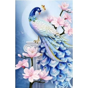 5d Elmas Boyama Mozaik Tablo Tuvale Gerili 40X50 cm Tavus Kuşu-1 Puzzle Tuval Seti