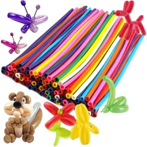 100 Adet Sosis Balon, Karışık Renk 150CM Uzayan Ince Oyun Parti Palyaço Balonu