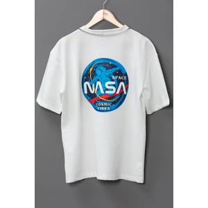 Wolters Outdoors Erkek Nasa Oversize Baskılı Pamuklu Bisiklet Yaka Kısa Kollu T-Shirt
