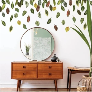 Kt Grup Renkli Watercolor Yapraklar Modern Duvar Sticker Seti