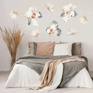 Kt Grup Boho Tropikal Çiçekler Botanik Duvar Sticker Seti