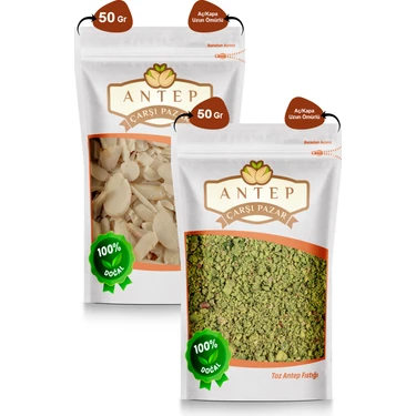 Antep Çarşı Pazar Toz Antep Fıstığı 50 gr  File Badem 50