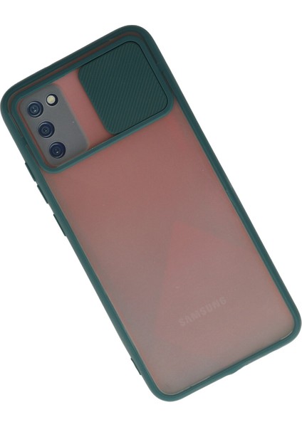 Samsung Galaxy A03S Kılıf Palm Buzlu Kamera Sürgülü Silikon - Yeşil 300099