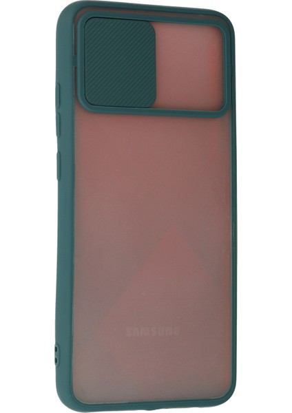 Samsung Galaxy A03S Kılıf Palm Buzlu Kamera Sürgülü Silikon - Yeşil 300099