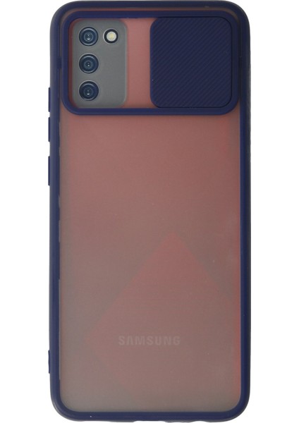 Samsung Galaxy A03S Kılıf Palm Buzlu Kamera Sürgülü Silikon - Lacivert 300099