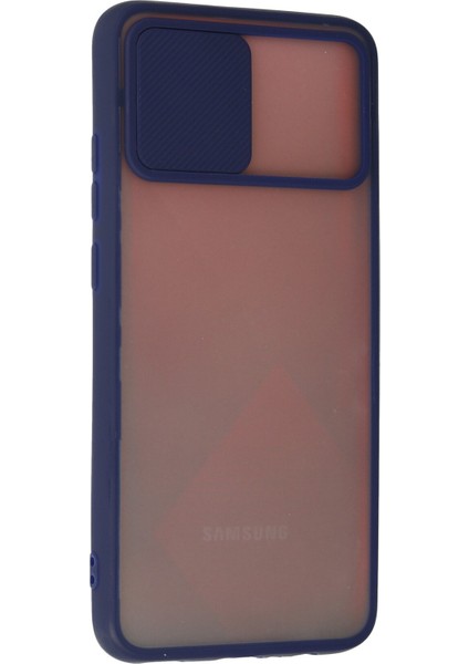Samsung Galaxy A03S Kılıf Palm Buzlu Kamera Sürgülü Silikon - Lacivert 300099
