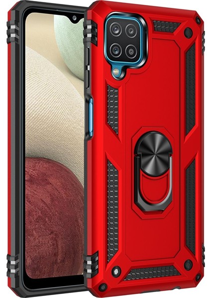 Samsung Galaxy M32 Kılıf Sofya Yüzüklü Silikon Kapak - Kırmızı 300099