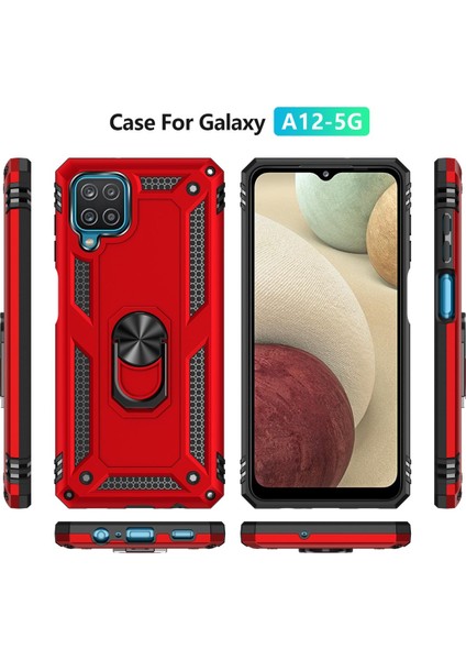 Samsung Galaxy M32 Kılıf Sofya Yüzüklü Silikon Kapak - Kırmızı 300099