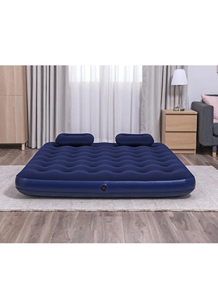 Çift Kişilik Ergonomik Kadifeli Şişme Yatak -2 Adet Yastık ve El Pompası Hediye 203CMX152CMX22CM