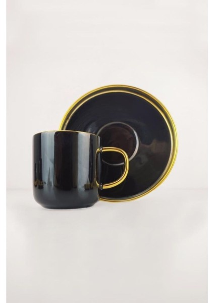 Porselen 2 Kişilik Yaldızlı Kahve Fincan Takımı Siyah Gold - İST-121 modelleri