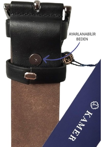 Orijinal Erkek Metal Tokalı Deri Şık Klasik Model Kot Kumaş Takım Elbise Uyumlu Erkek Kemer